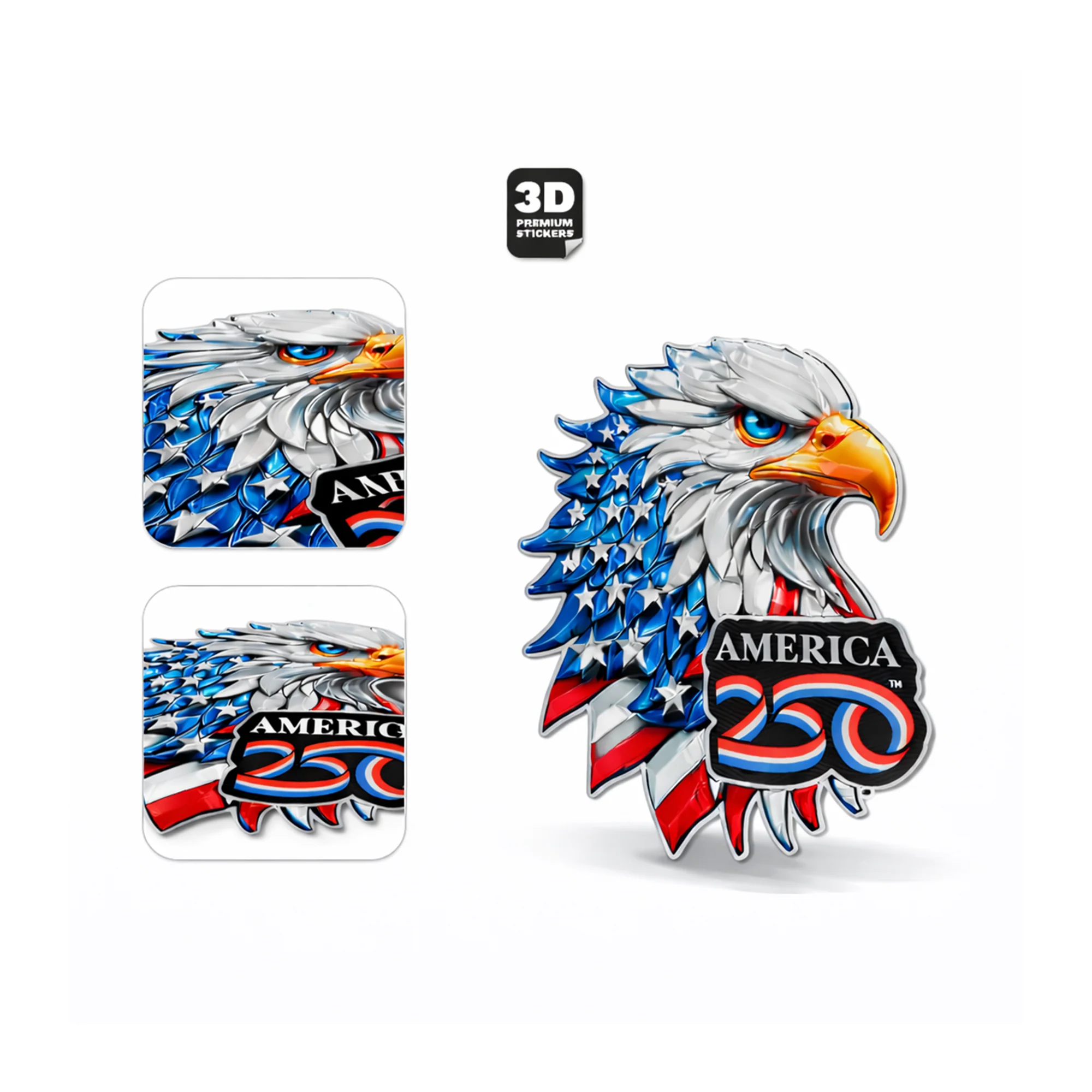 America250 Bald Eagle 3D Sticker - Image 3