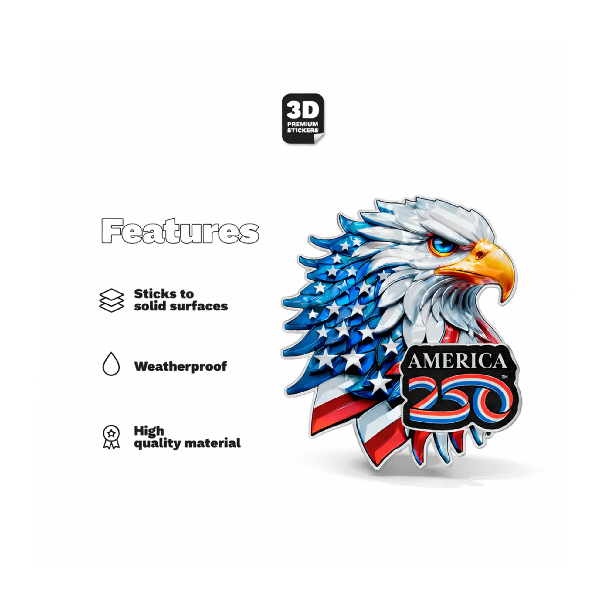 America250 Bald Eagle 3D Sticker - Image 4
