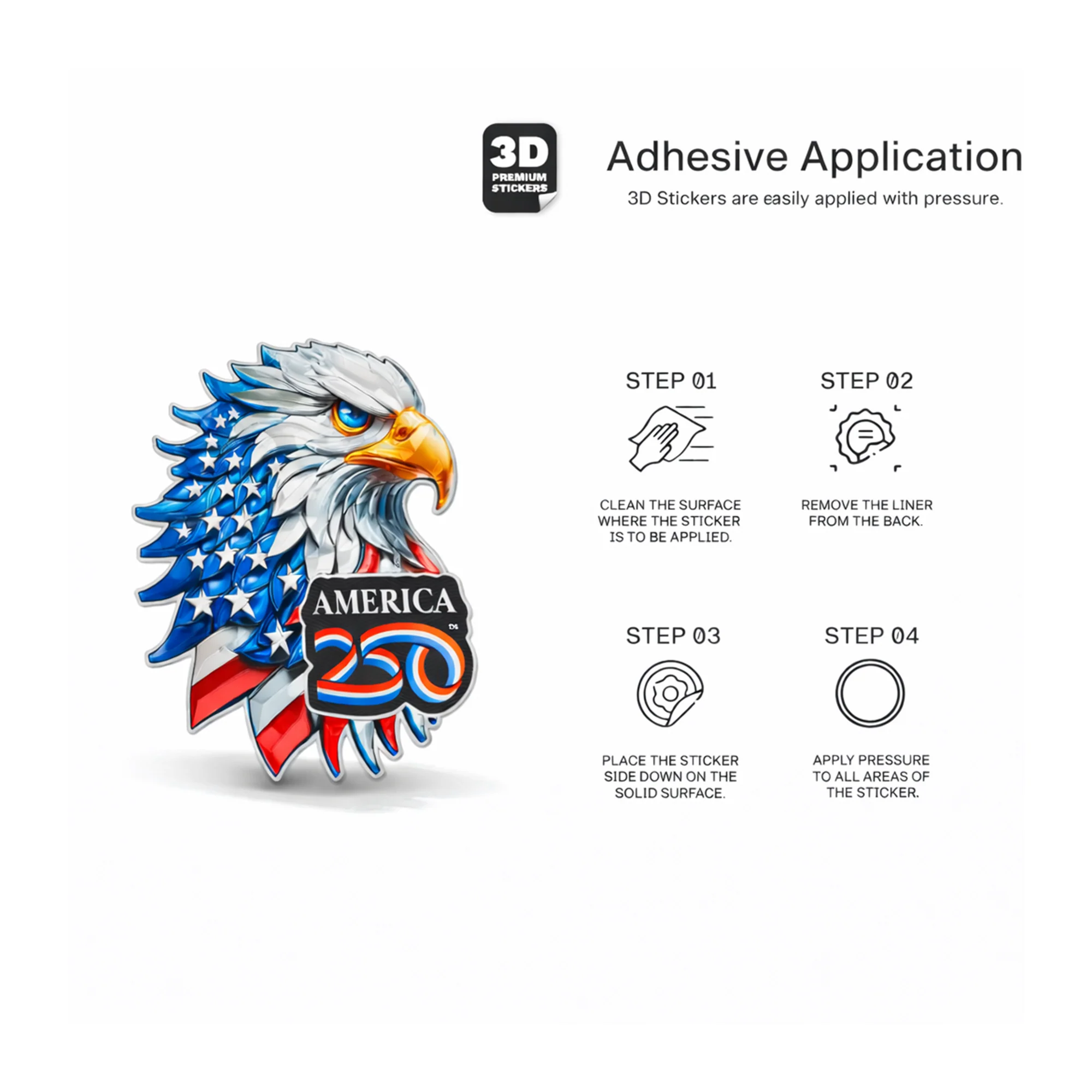 America250 Bald Eagle 3D Sticker - Image 5