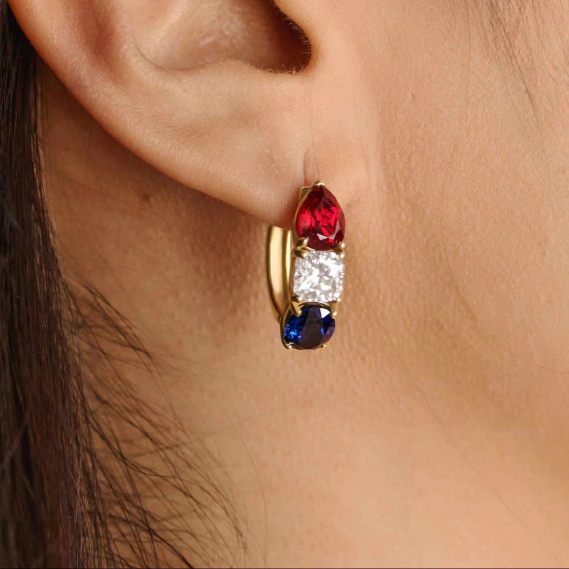 America250™ Signature Gemstone Hoop Earrings - Image 5
