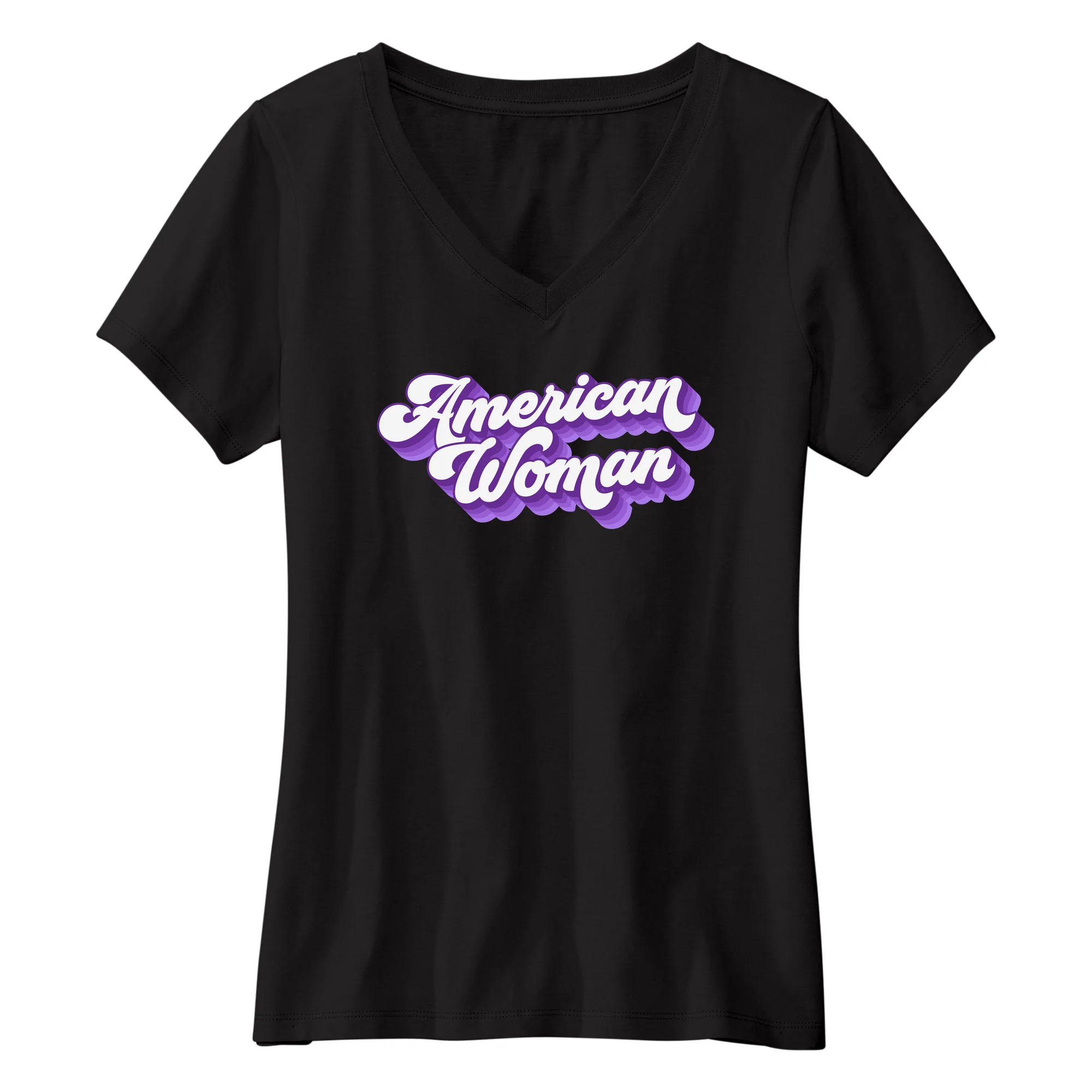 America250 American Woman PURP Women's V-Neck T-Shirt