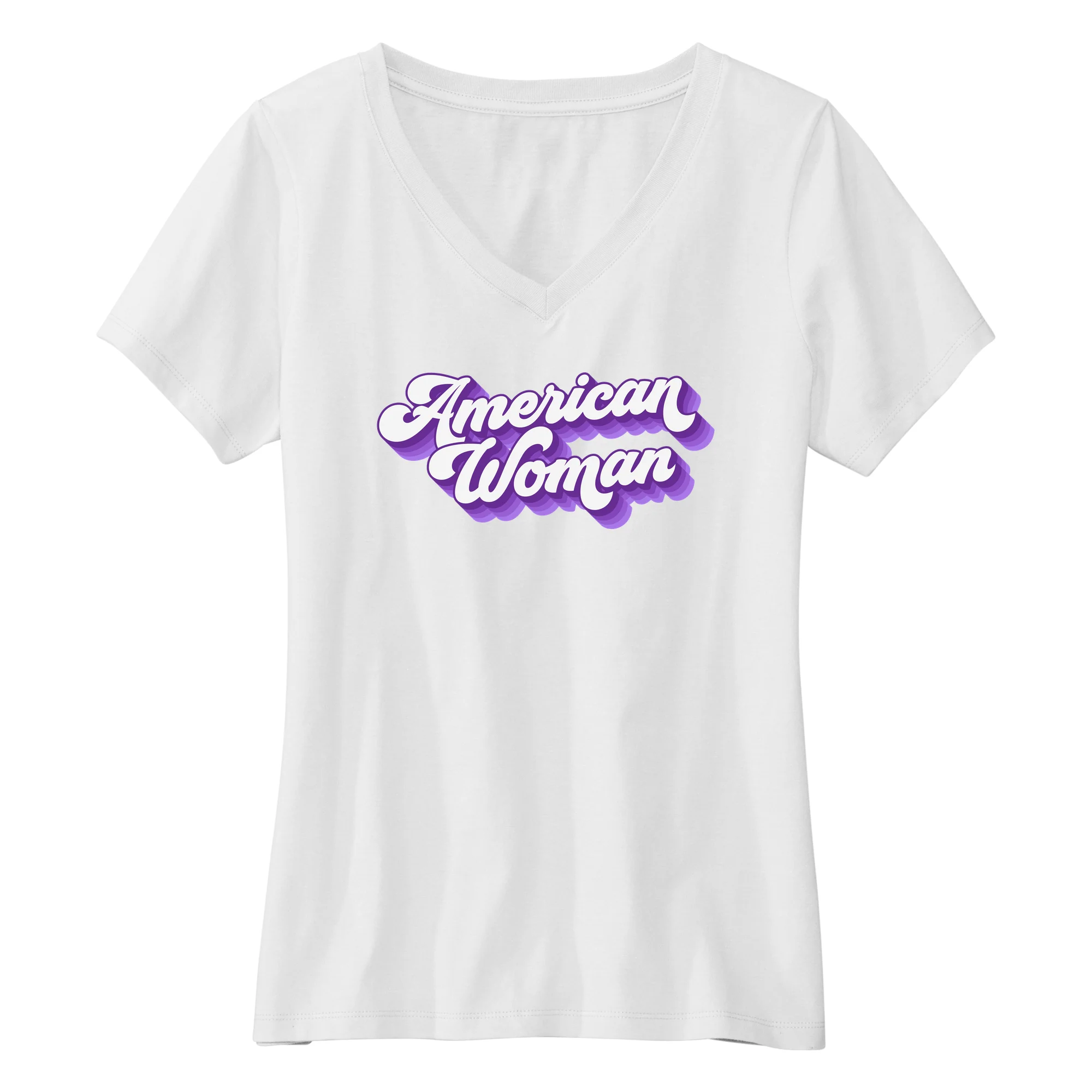 America250 American Woman PURP Women's V-Neck T-Shirt - Image 3