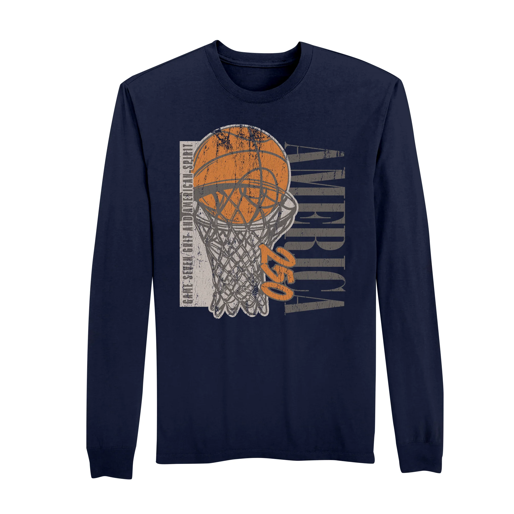 America250 American Basketball Men's Long Sleeve T-Shirt - Image 2