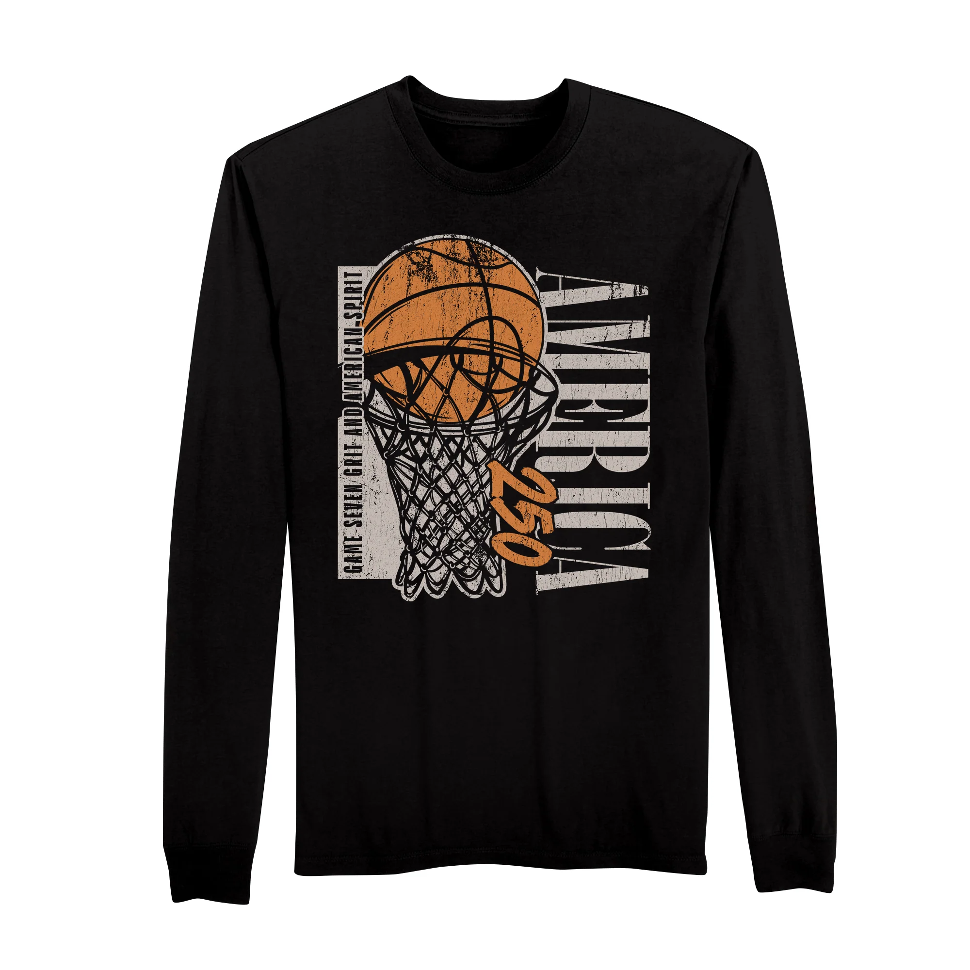 America250 American Basketball Men's Long Sleeve T-Shirt - Image 3