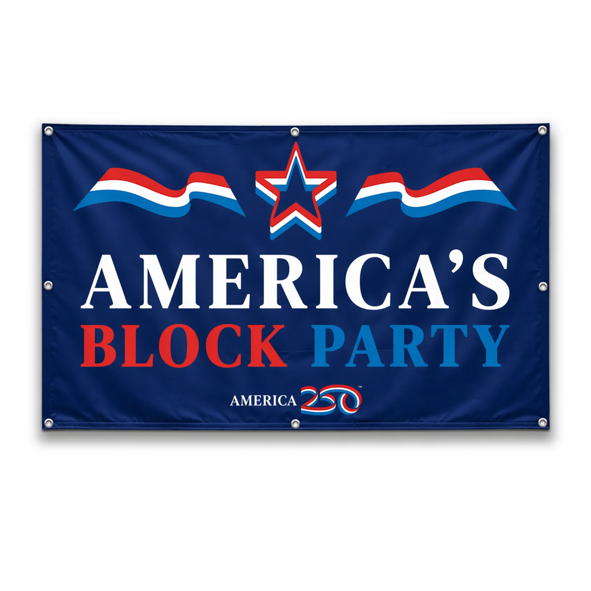 America250 America's Block Party Vinyl Banner - 4'x5'