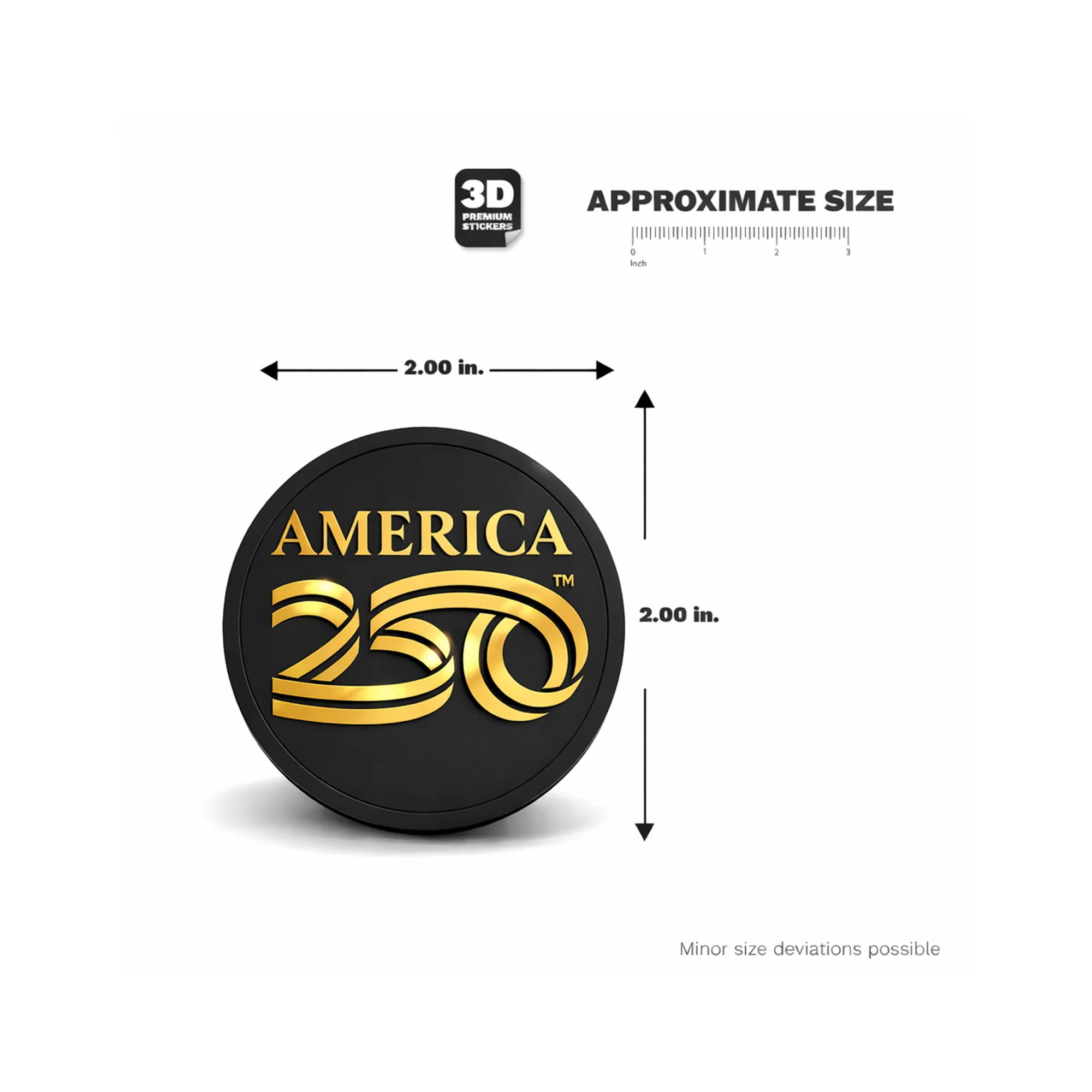 America250 Black and Gold 3D Sticker - Image 3