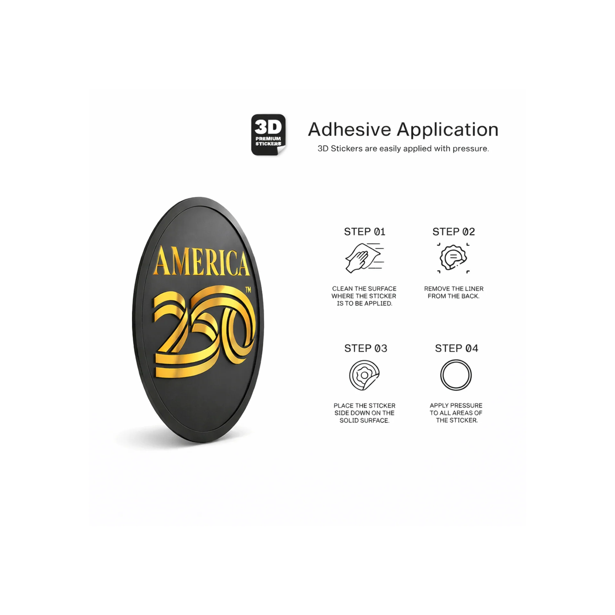 America250 Black and Gold 3D Sticker - Image 5