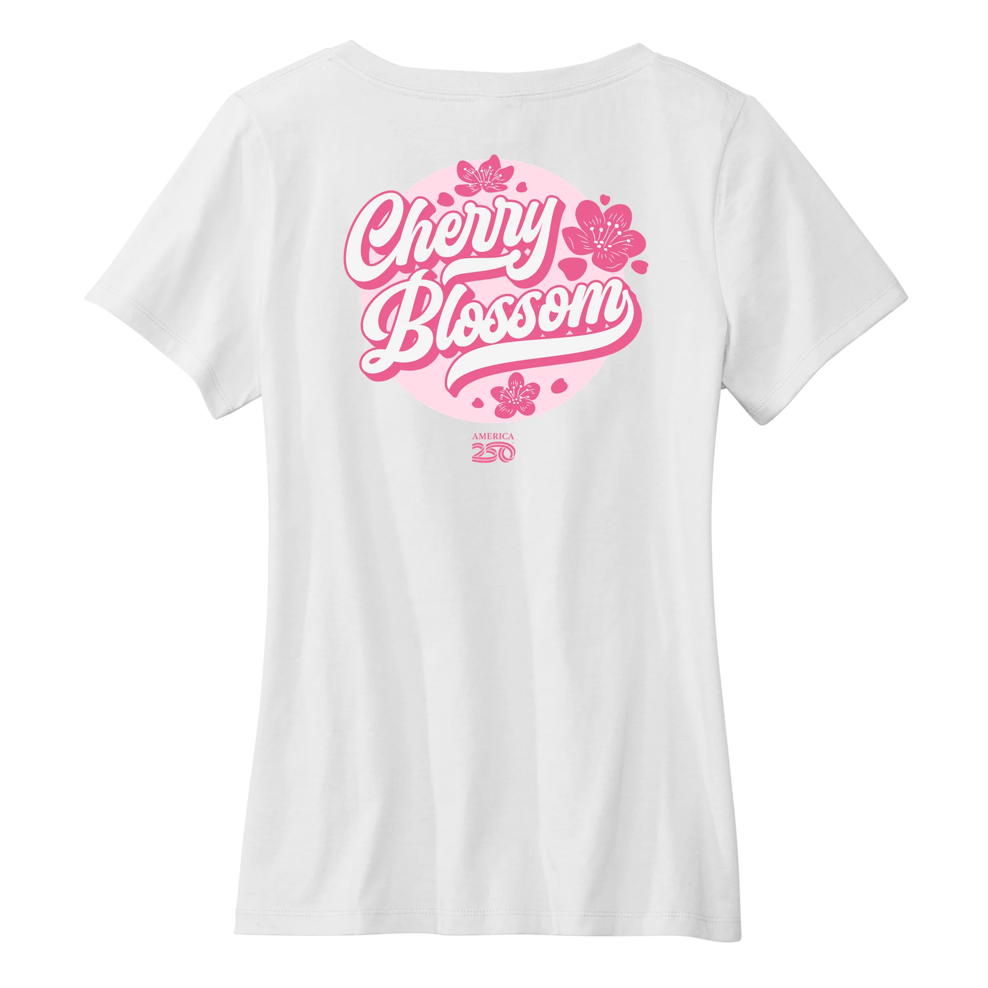 America250 Cherry Blossom Women’s V-Neck T-Shirt - Image 3