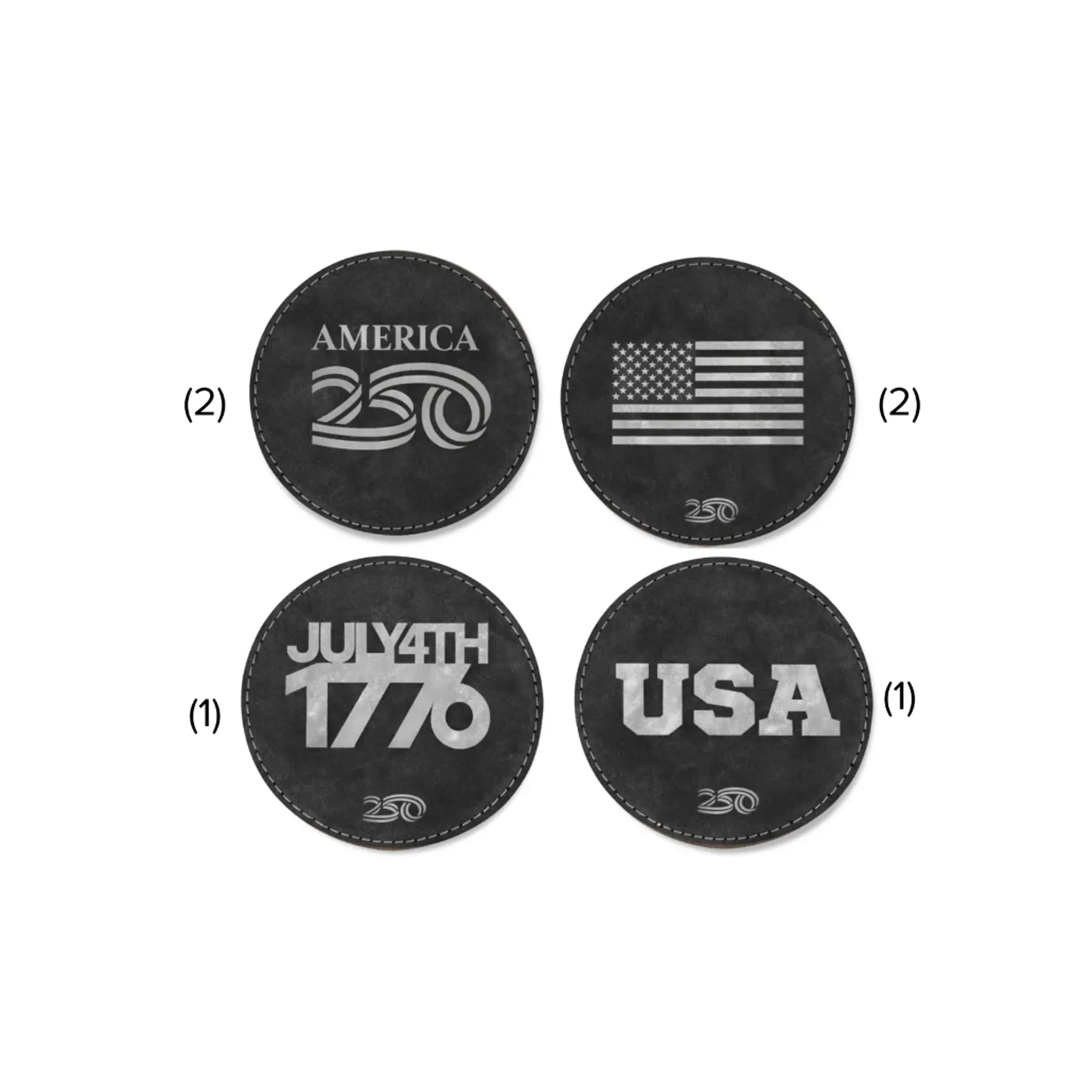America250 Leather Coaster Set - Image 2