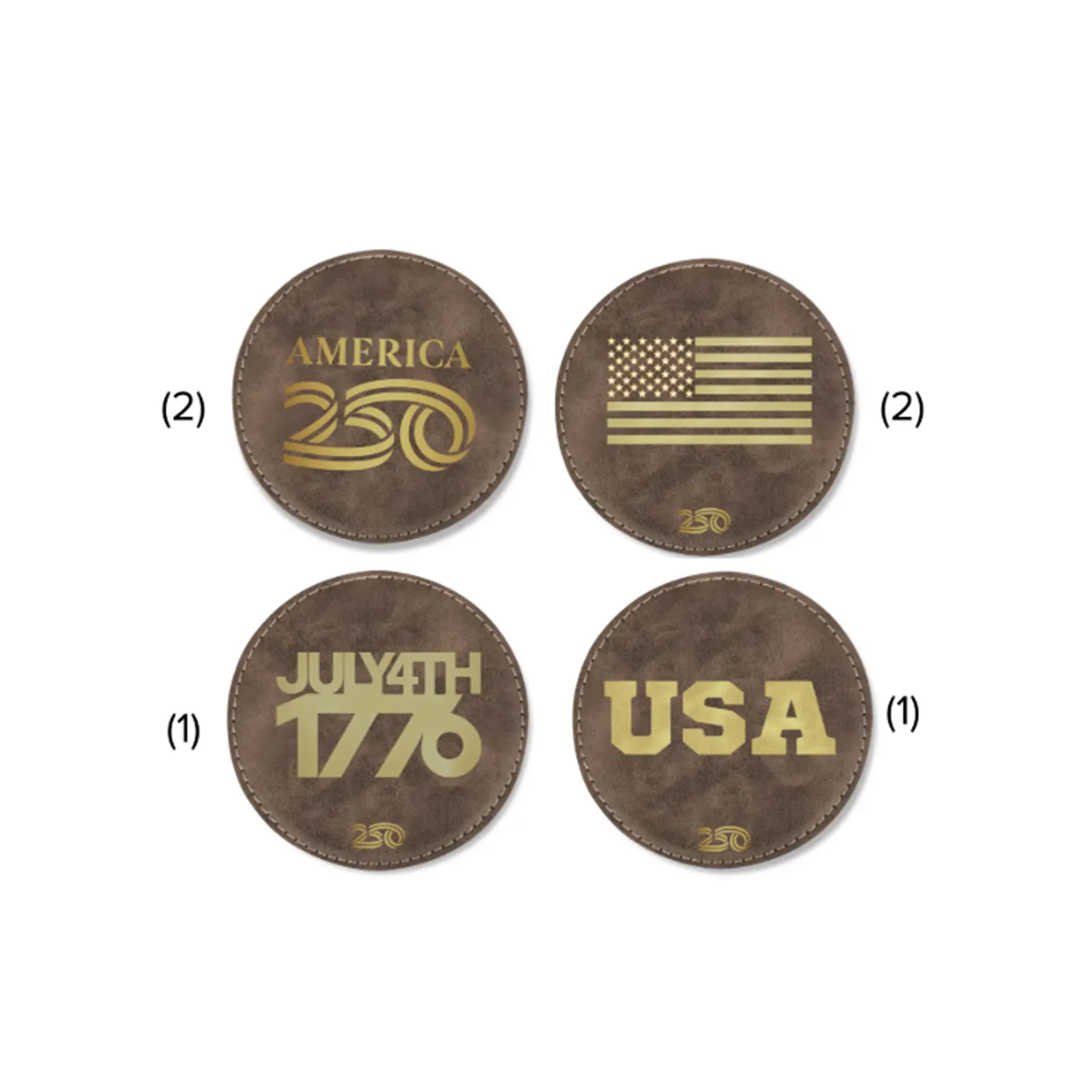 America250 Leather Coaster Set - Image 4