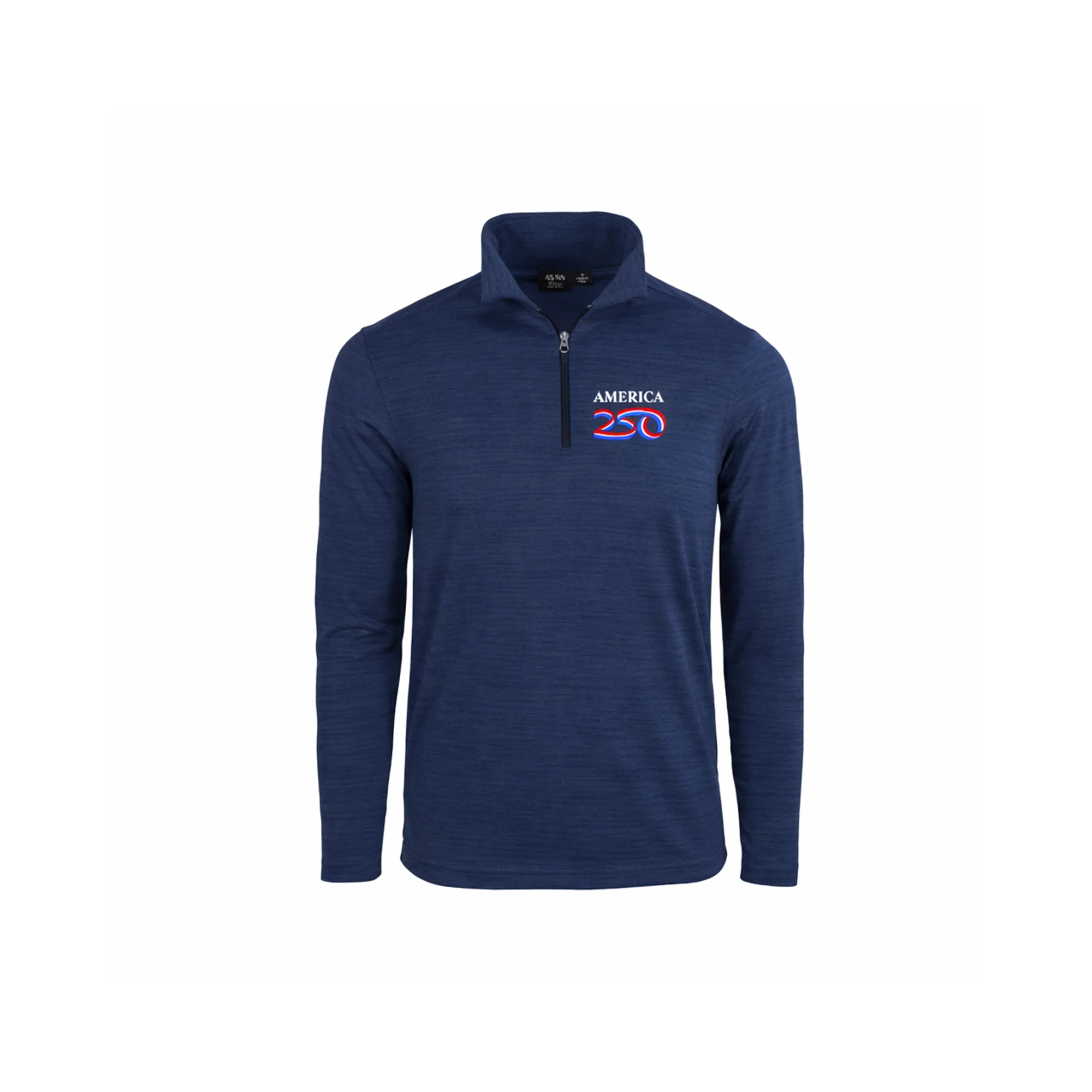 America250 Men’s Tiger Stripe Jersey Long Sleeve 1/4 Zip Polo - Image 3