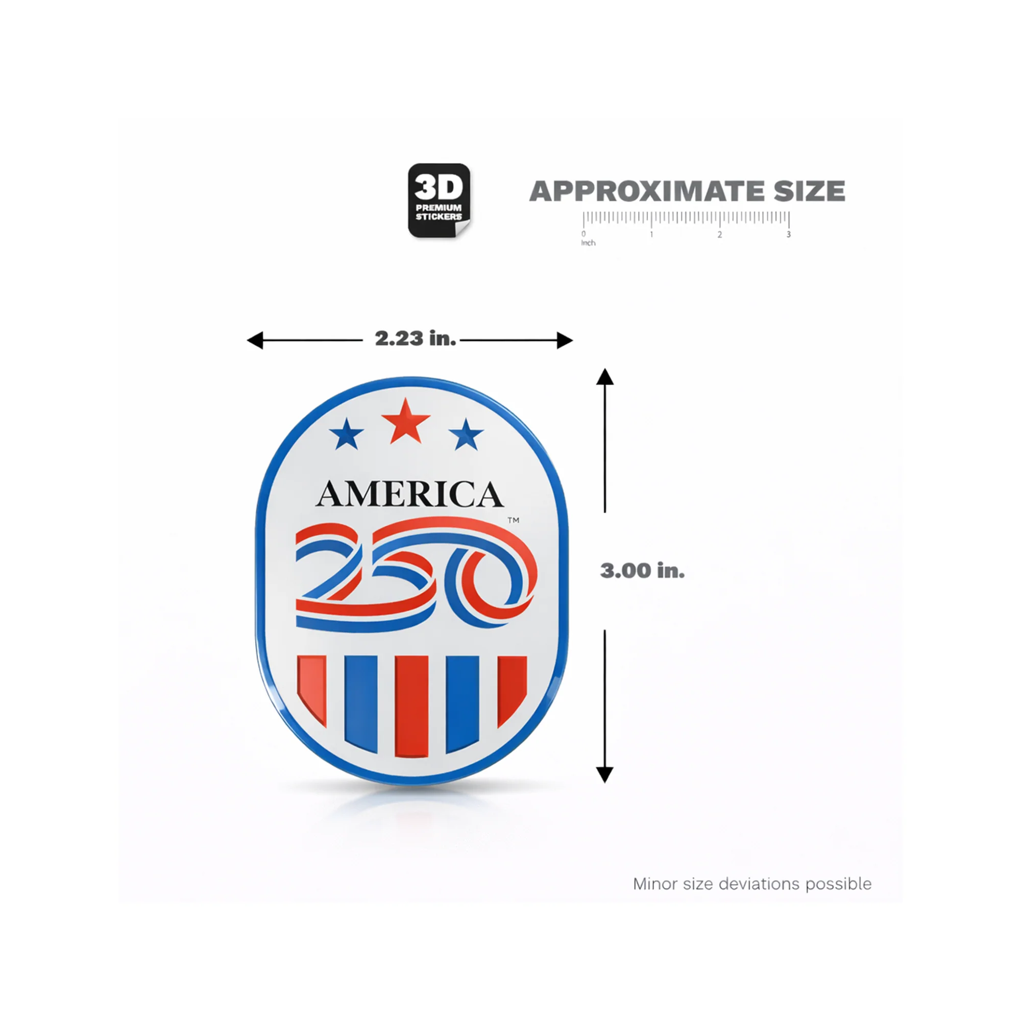 America250 Oval 3D Sticker - Image 3