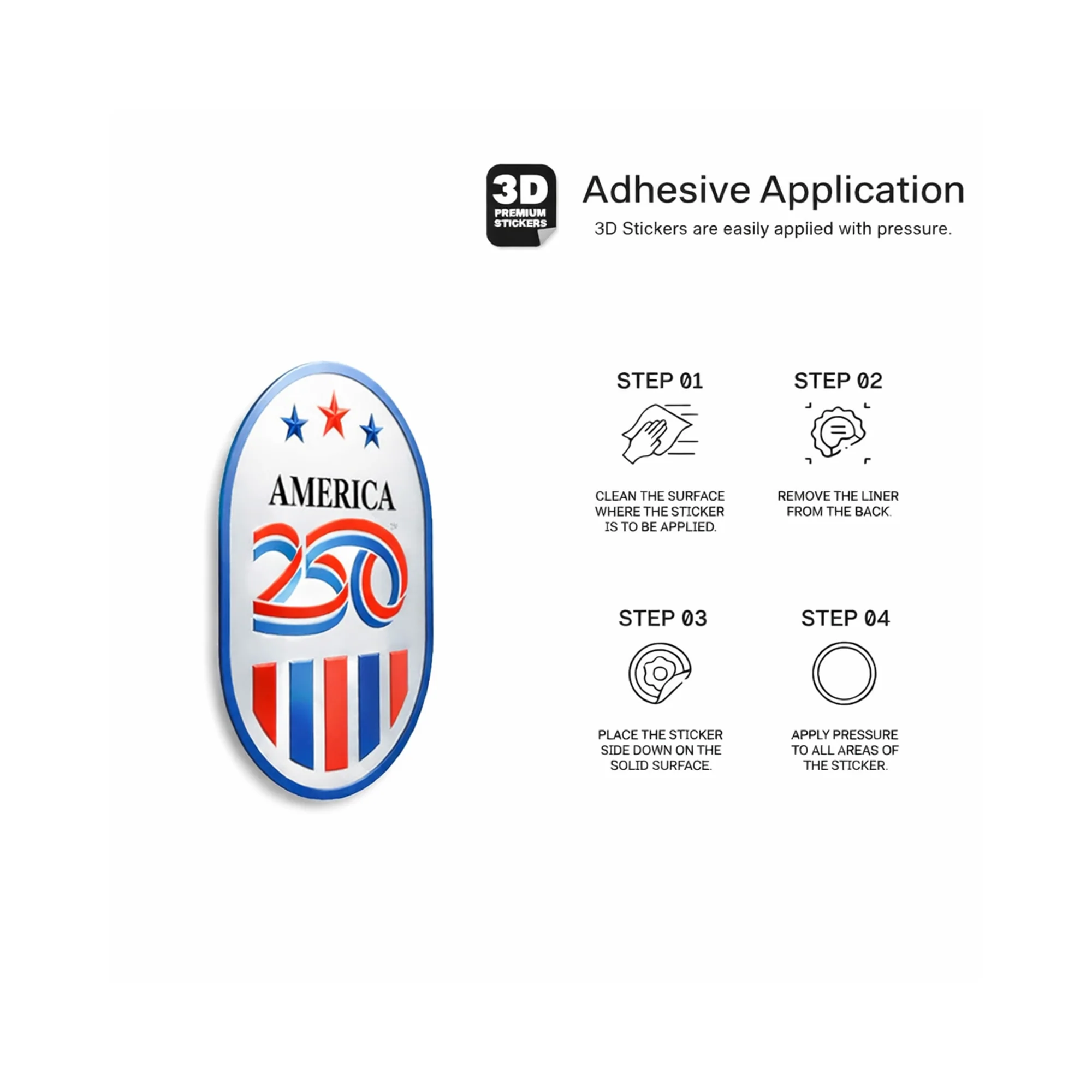 America250 Oval 3D Sticker - Image 4