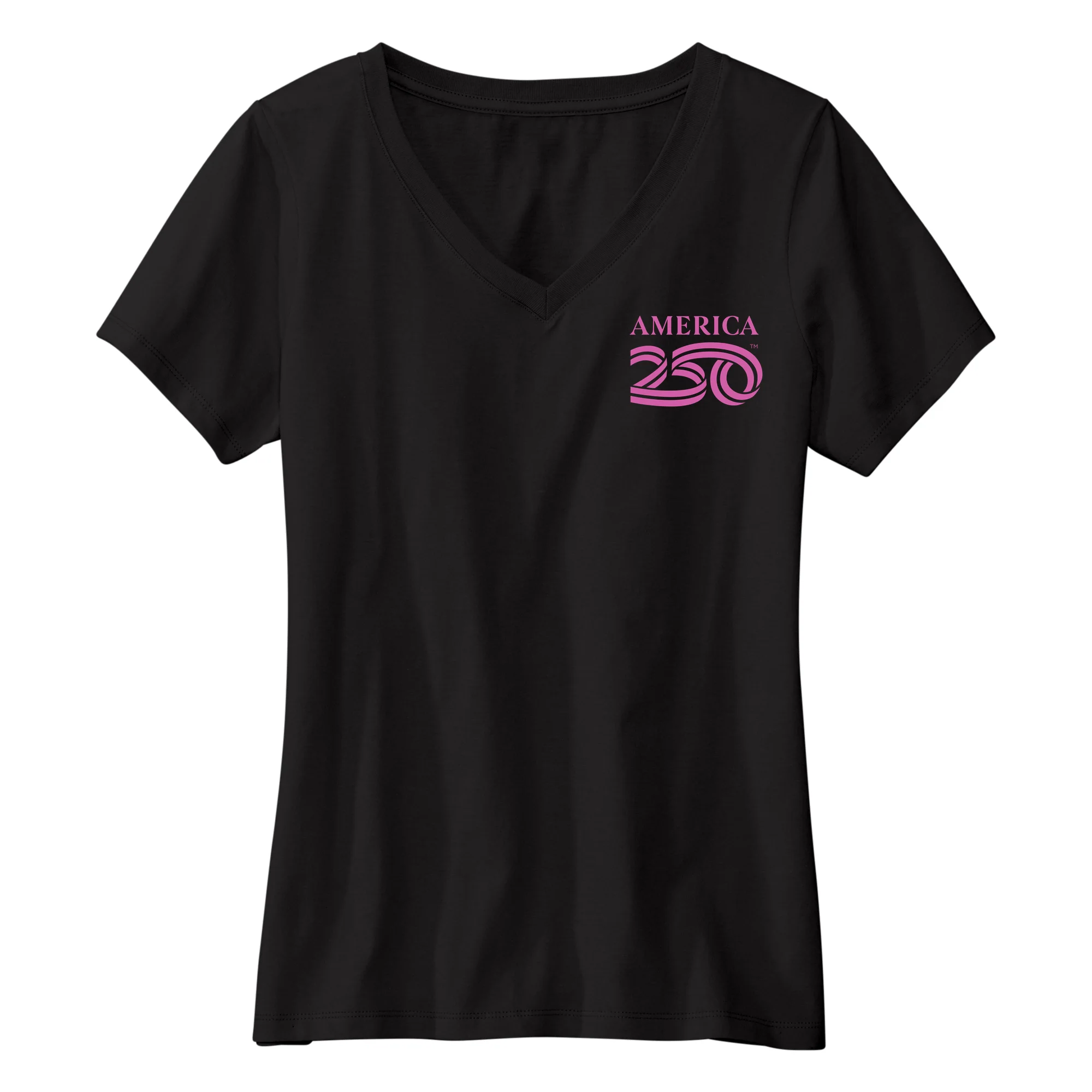America250 Pink Flag Women's V-Neck T-Shirt
