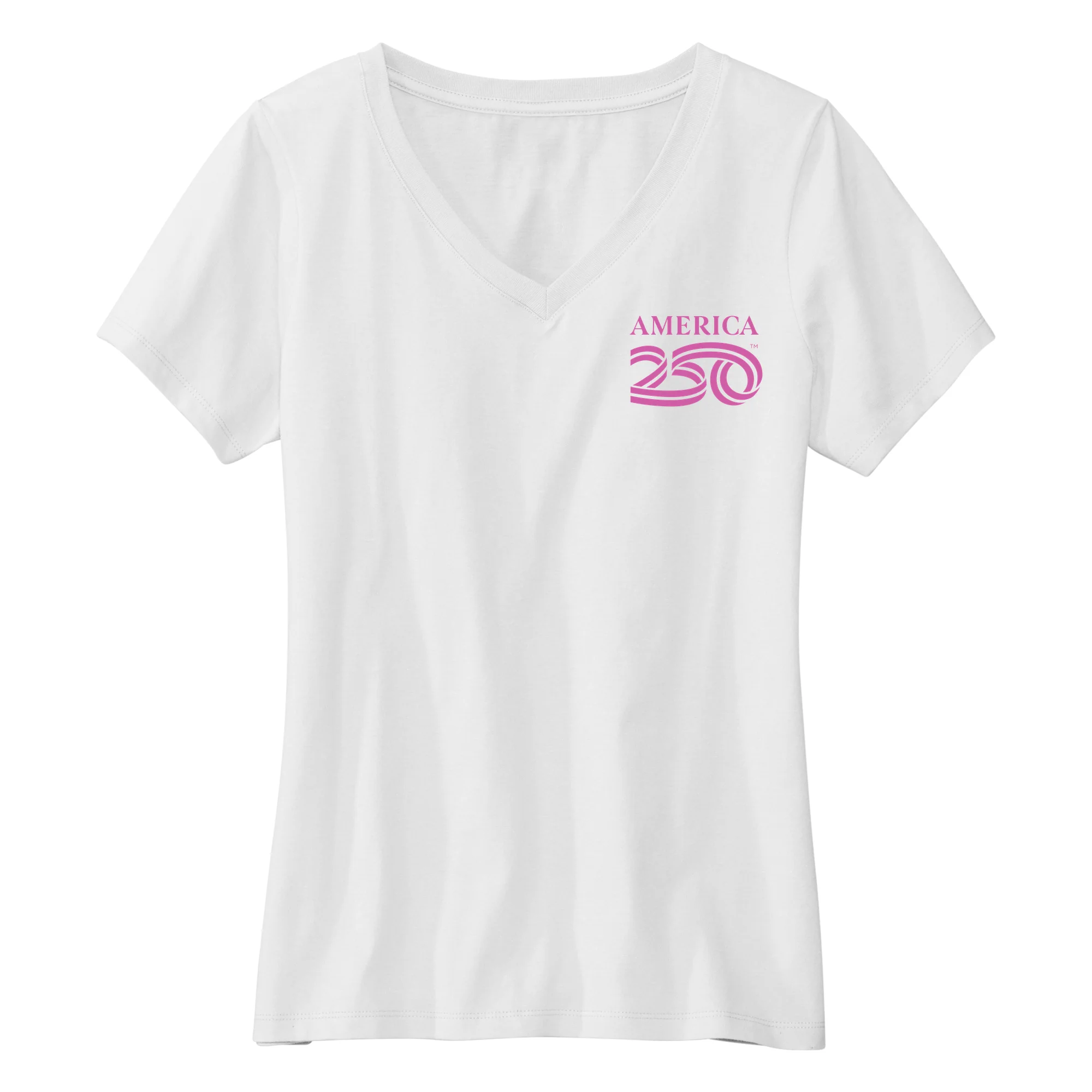 America250 Pink Flag Women's V-Neck T-Shirt - Image 3