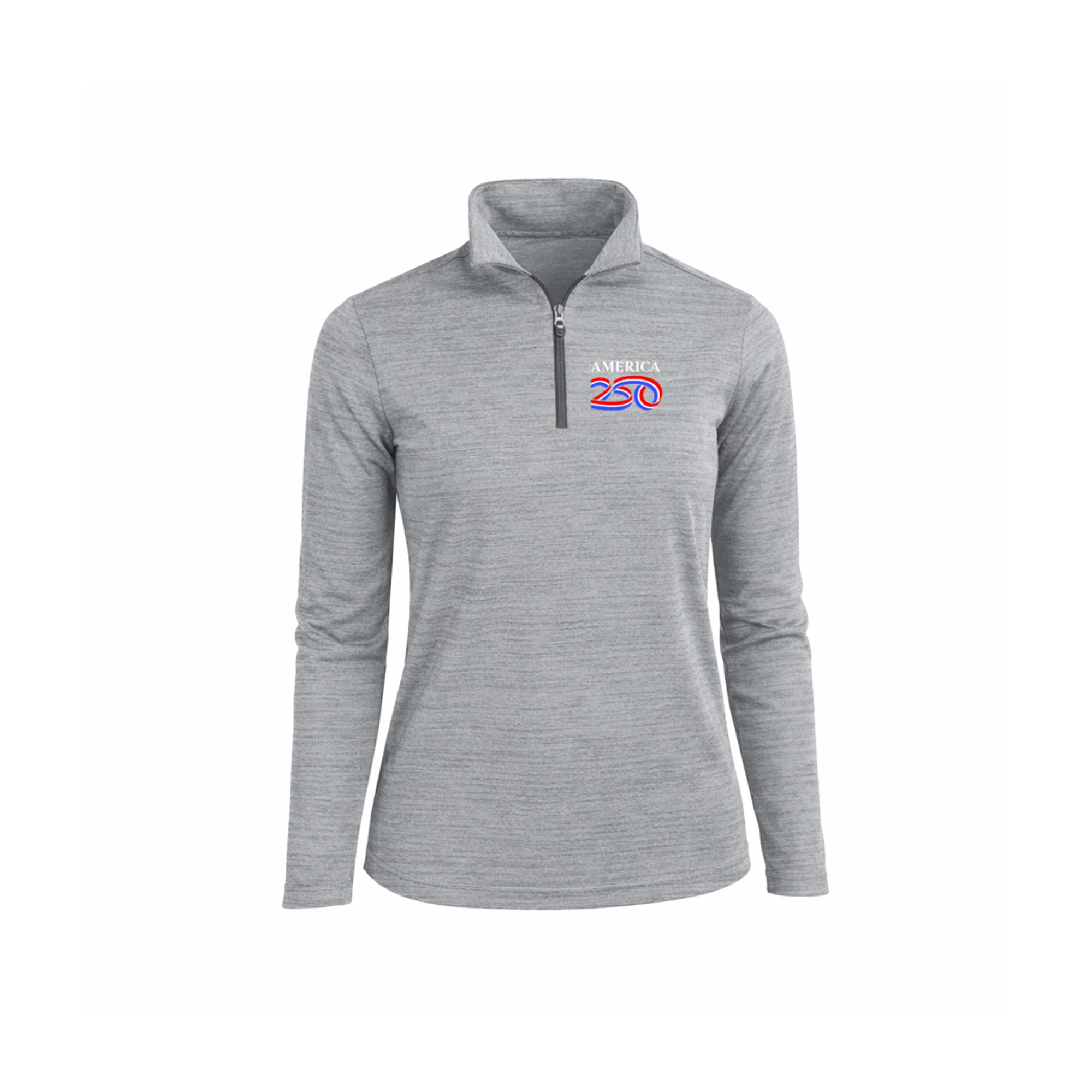 America250 Women's Tiger Stripe Jersey Long Sleeve 1/4 Zip Polo - Image 3