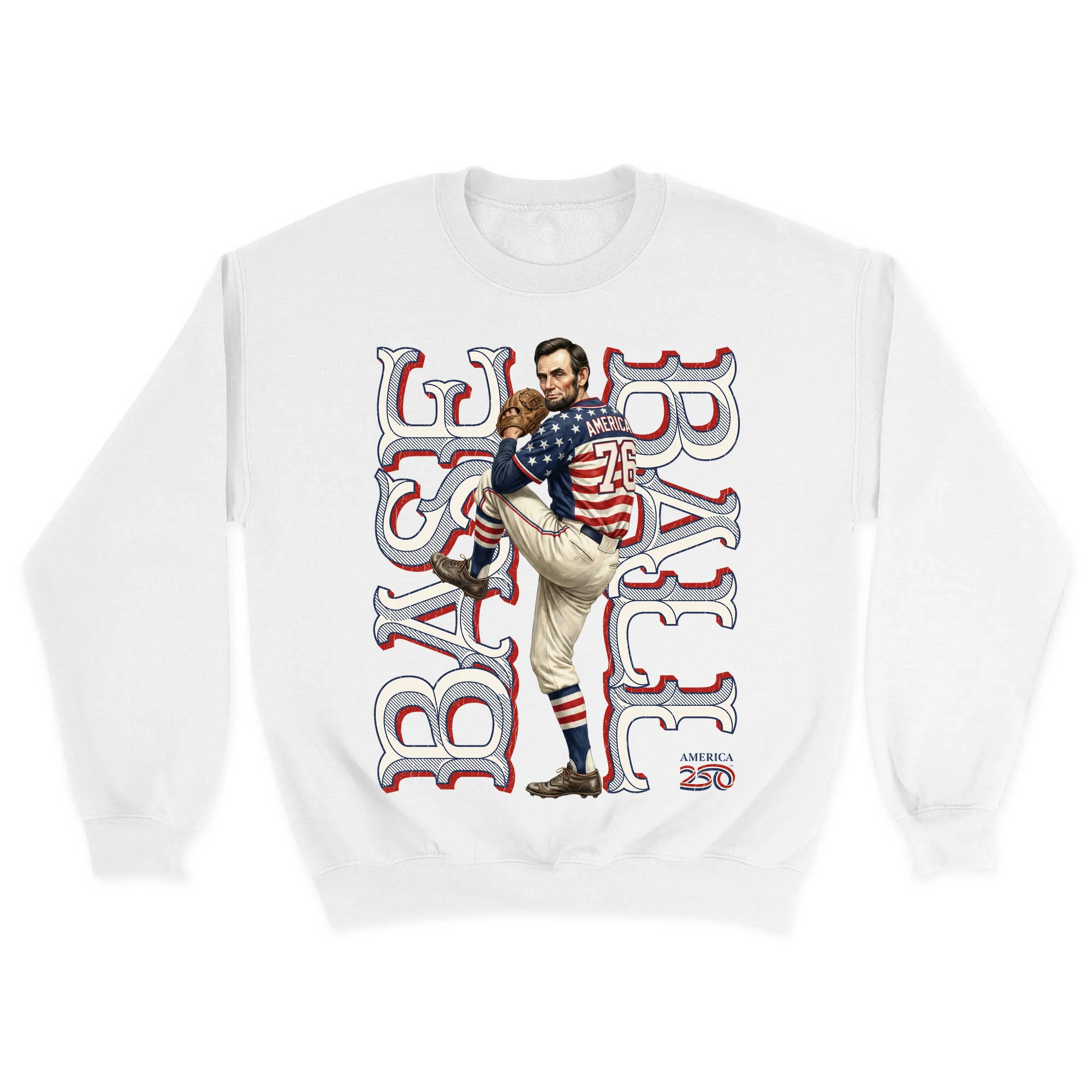 America250 Lincoln Baseball Unisex Crewneck Sweatshirt - Image 3