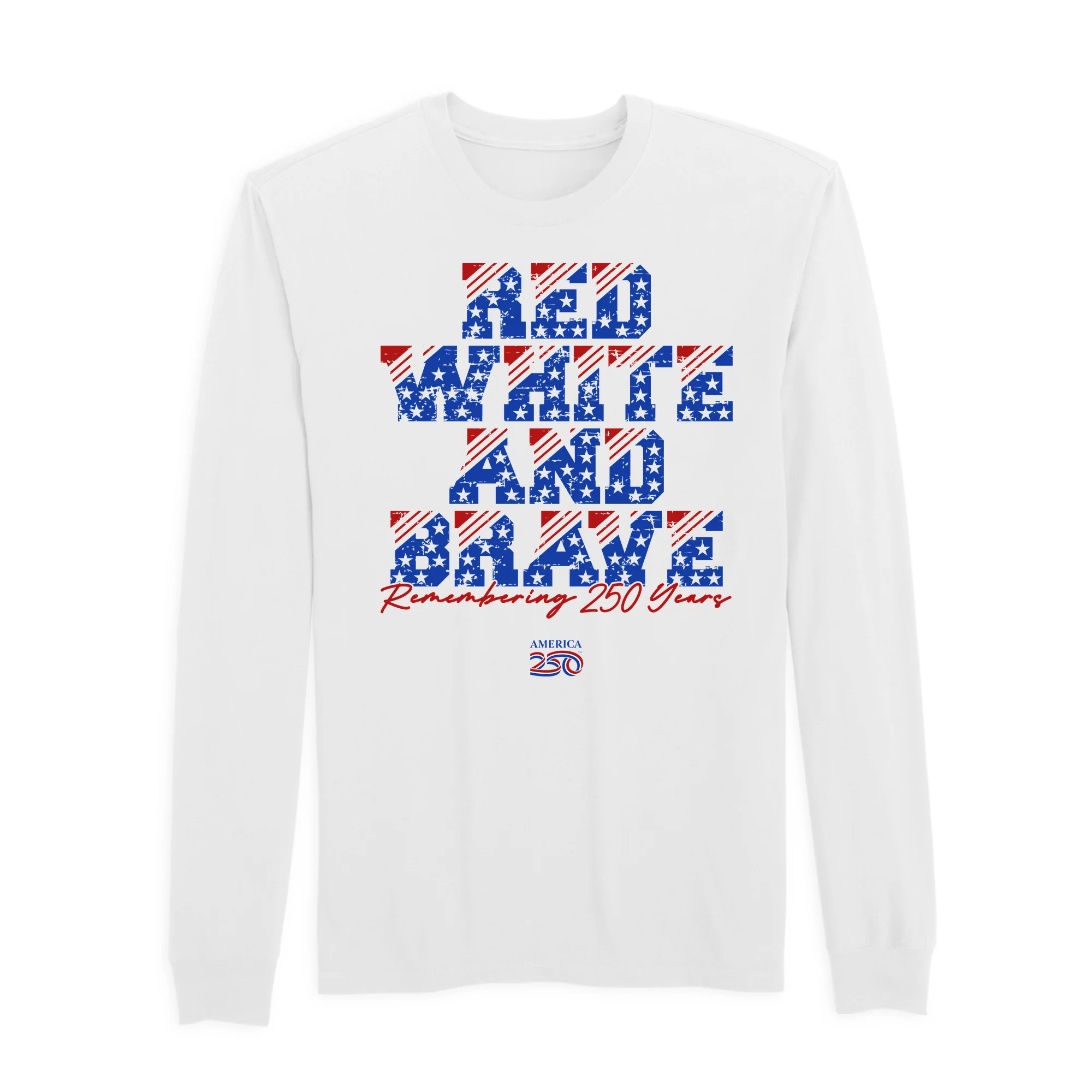 America250 Red, White & Brave Men's Long Sleeve T-Shirt - Image 3