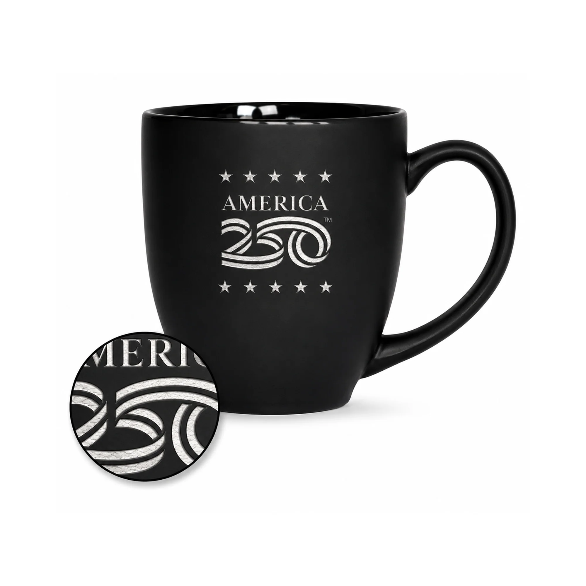 Official America250 15 oz Laser Engraved Ceramic Bistro Mug
