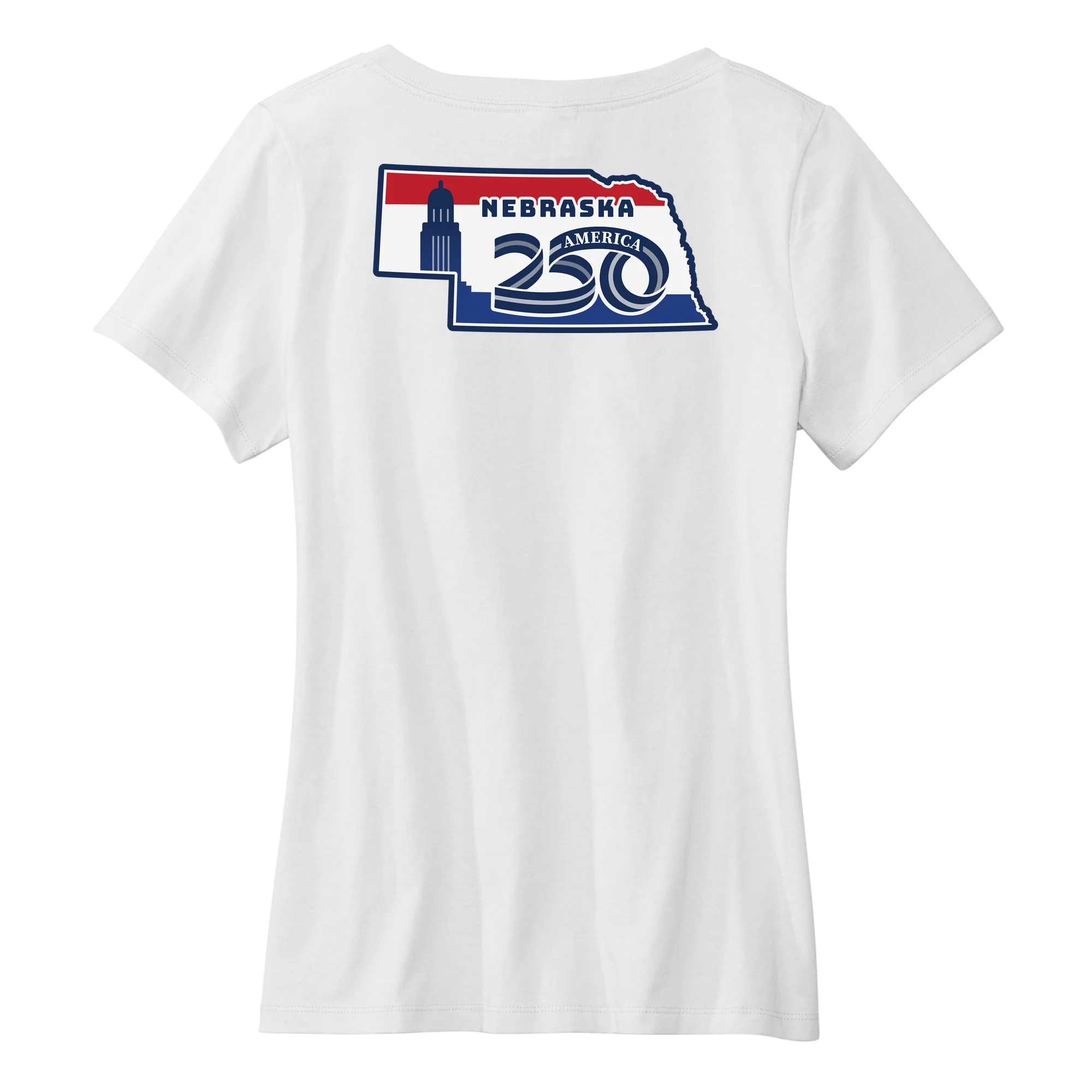 America250 Official Nebraska Commission V-Neck Womens T-Shirt - Image 4