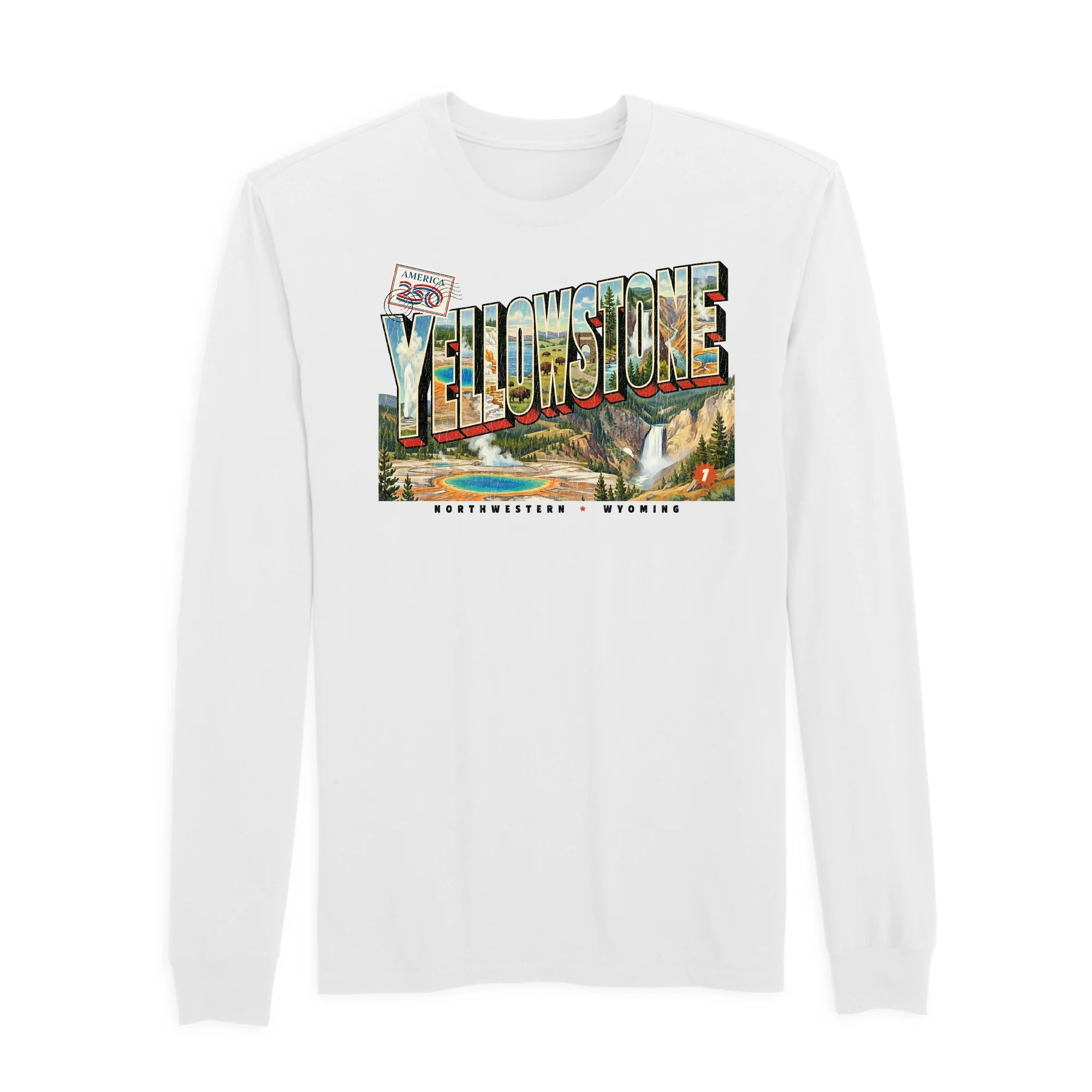 America250 Yellowstone Men's Long Sleeve T-Shirt - Image 3